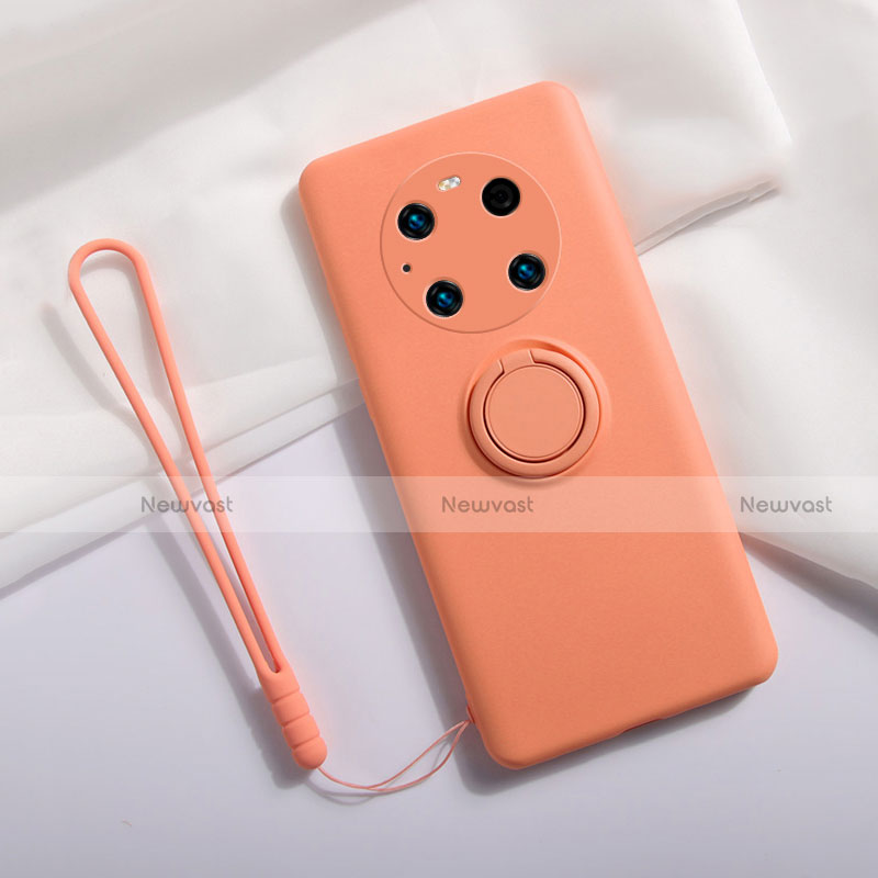 Ultra-thin Silicone Gel Soft Case Cover with Magnetic Finger Ring Stand A01 for Huawei Mate 40 Pro