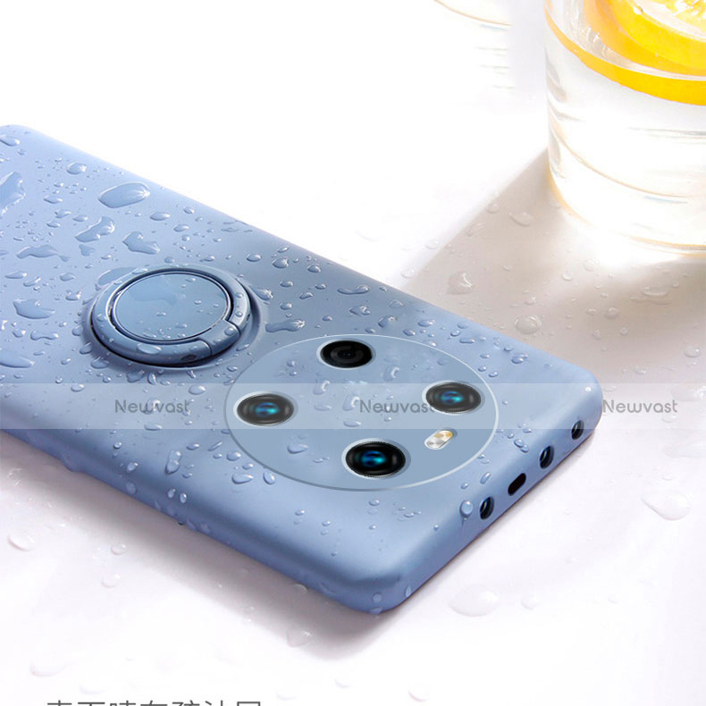 Ultra-thin Silicone Gel Soft Case Cover with Magnetic Finger Ring Stand A01 for Huawei Mate 40E 4G