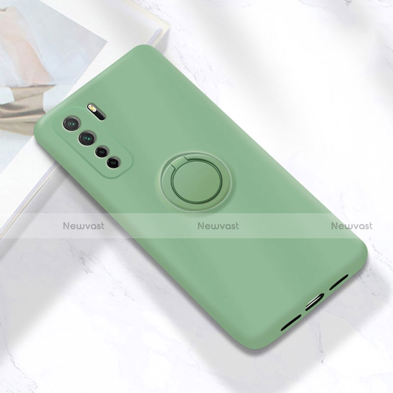 Ultra-thin Silicone Gel Soft Case Cover with Magnetic Finger Ring Stand A01 for Huawei Nova 7 SE 5G