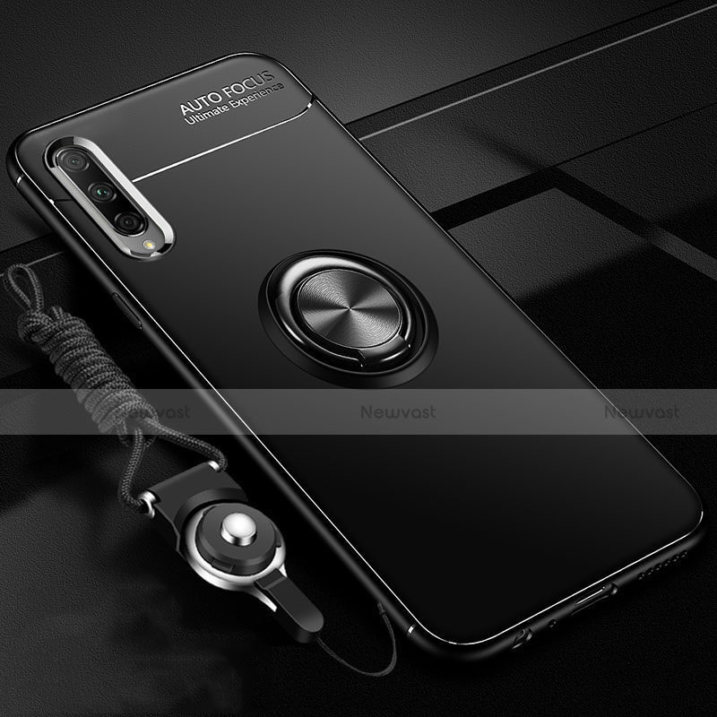 Ultra-thin Silicone Gel Soft Case Cover with Magnetic Finger Ring Stand A01 for Huawei P Smart Pro (2019) Black