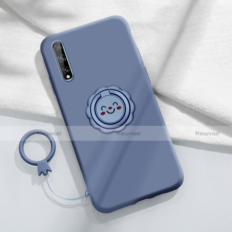 Ultra-thin Silicone Gel Soft Case Cover with Magnetic Finger Ring Stand A01 for Huawei P smart S