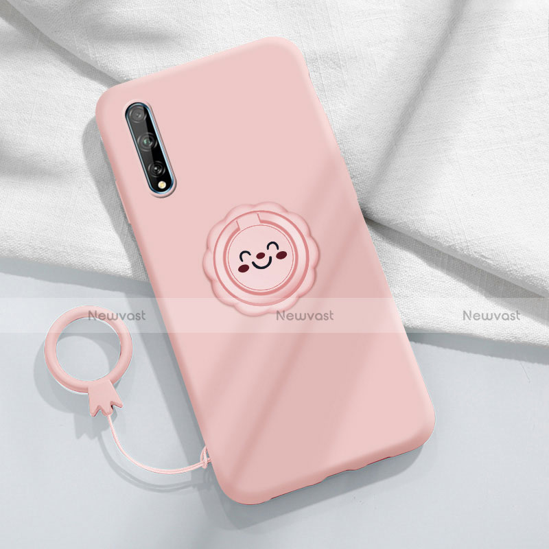 Ultra-thin Silicone Gel Soft Case Cover with Magnetic Finger Ring Stand A01 for Huawei P smart S