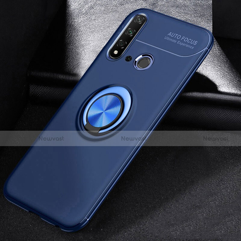 Ultra-thin Silicone Gel Soft Case Cover with Magnetic Finger Ring Stand A01 for Huawei P20 Lite (2019)