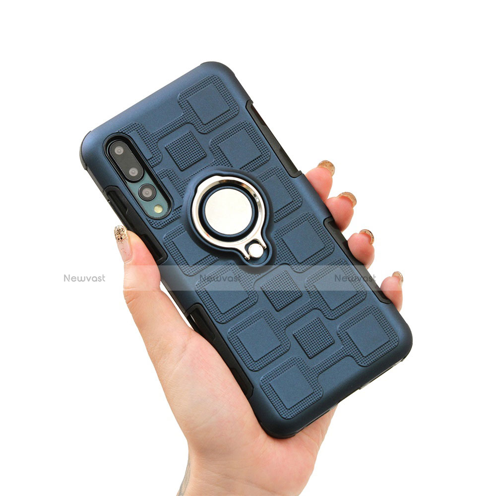 Ultra-thin Silicone Gel Soft Case Cover with Magnetic Finger Ring Stand A01 for Huawei P20 Pro