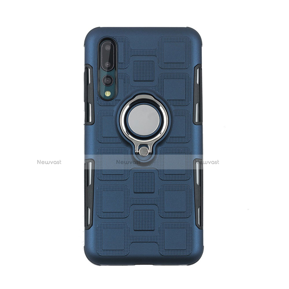 Ultra-thin Silicone Gel Soft Case Cover with Magnetic Finger Ring Stand A01 for Huawei P20 Pro