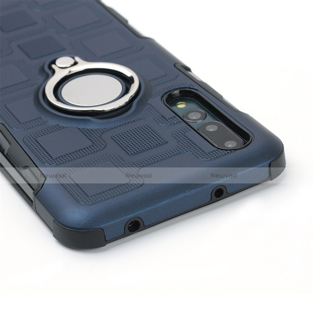 Ultra-thin Silicone Gel Soft Case Cover with Magnetic Finger Ring Stand A01 for Huawei P20 Pro