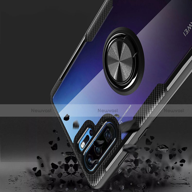 Ultra-thin Silicone Gel Soft Case Cover with Magnetic Finger Ring Stand A01 for Huawei P30 Pro