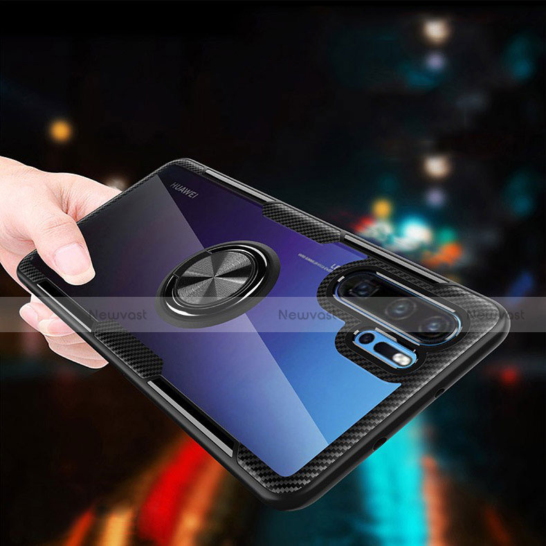 Ultra-thin Silicone Gel Soft Case Cover with Magnetic Finger Ring Stand A01 for Huawei P30 Pro New Edition