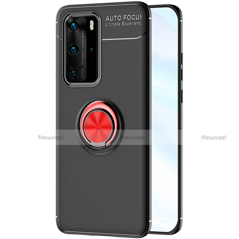 Ultra-thin Silicone Gel Soft Case Cover with Magnetic Finger Ring Stand A01 for Huawei P40 Pro