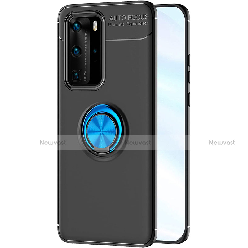 Ultra-thin Silicone Gel Soft Case Cover with Magnetic Finger Ring Stand A01 for Huawei P40 Pro