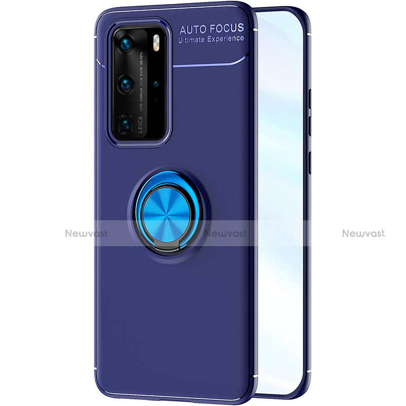 Ultra-thin Silicone Gel Soft Case Cover with Magnetic Finger Ring Stand A01 for Huawei P40 Pro