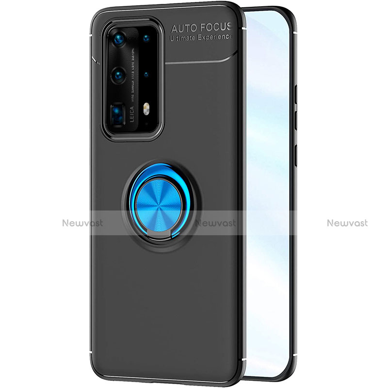 Ultra-thin Silicone Gel Soft Case Cover with Magnetic Finger Ring Stand A01 for Huawei P40 Pro+ Plus