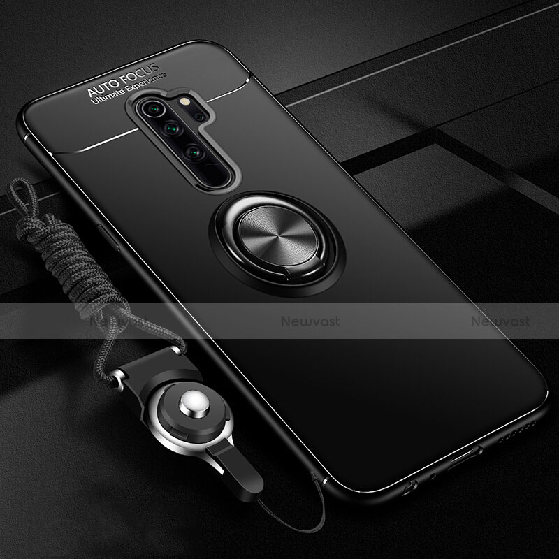 Ultra-thin Silicone Gel Soft Case Cover with Magnetic Finger Ring Stand A01 for Oppo A11 Black