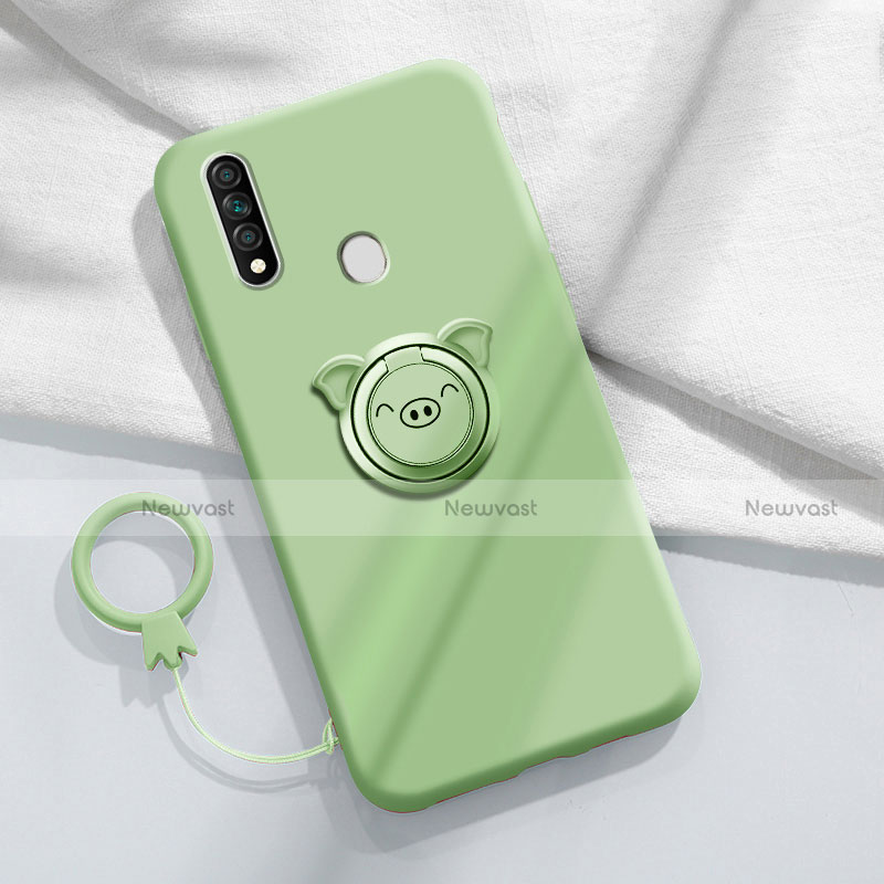 Ultra-thin Silicone Gel Soft Case Cover with Magnetic Finger Ring Stand A01 for Oppo A31