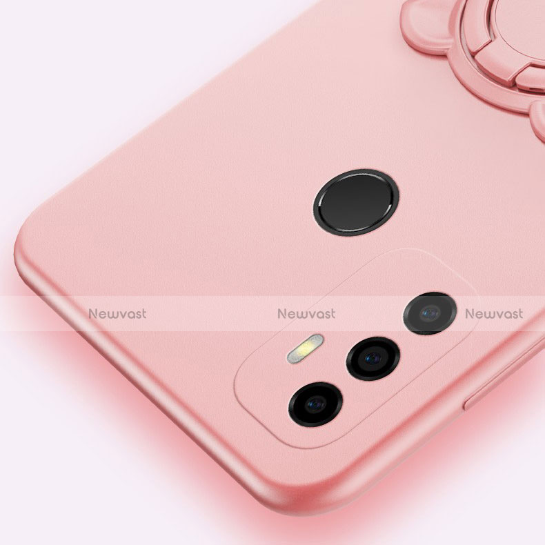 Ultra-thin Silicone Gel Soft Case Cover with Magnetic Finger Ring Stand A01 for Oppo A33