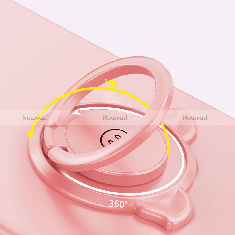 Ultra-thin Silicone Gel Soft Case Cover with Magnetic Finger Ring Stand A01 for Oppo A53 5G