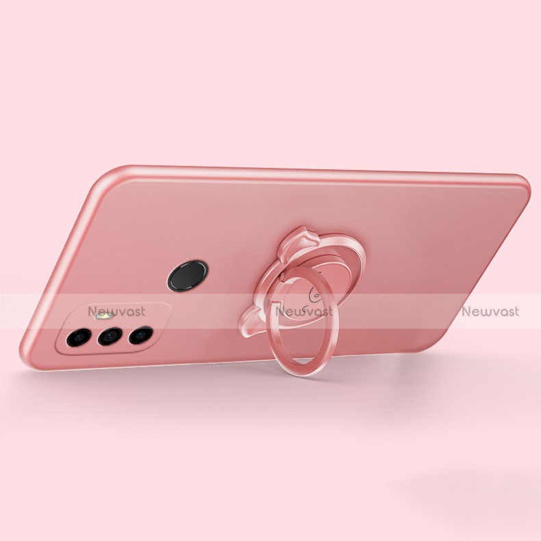 Ultra-thin Silicone Gel Soft Case Cover with Magnetic Finger Ring Stand A01 for Oppo A53s