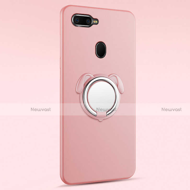 Ultra-thin Silicone Gel Soft Case Cover with Magnetic Finger Ring Stand A01 for Oppo A7