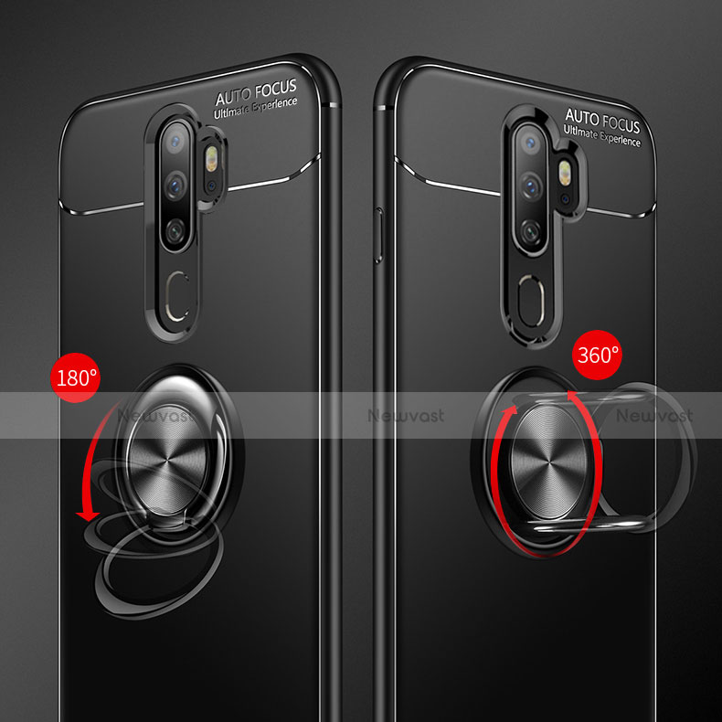 Ultra-thin Silicone Gel Soft Case Cover with Magnetic Finger Ring Stand A01 for Oppo A9 (2020)