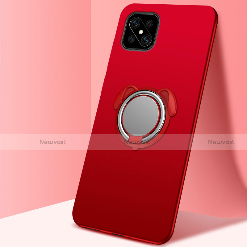 Ultra-thin Silicone Gel Soft Case Cover with Magnetic Finger Ring Stand A01 for Oppo A92s 5G Red