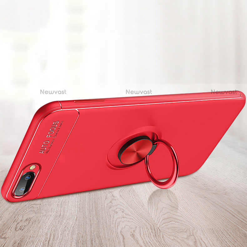 Ultra-thin Silicone Gel Soft Case Cover with Magnetic Finger Ring Stand A01 for Oppo AX5