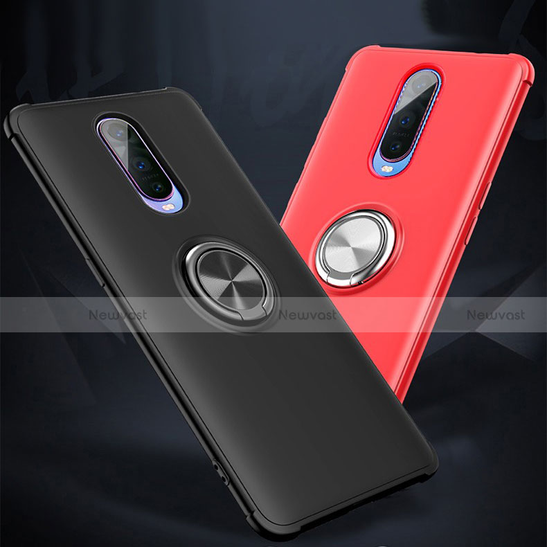 Ultra-thin Silicone Gel Soft Case Cover with Magnetic Finger Ring Stand A01 for Oppo R17 Pro