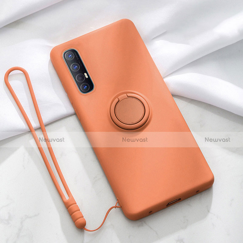 Ultra-thin Silicone Gel Soft Case Cover with Magnetic Finger Ring Stand A01 for Oppo Reno3 Pro
