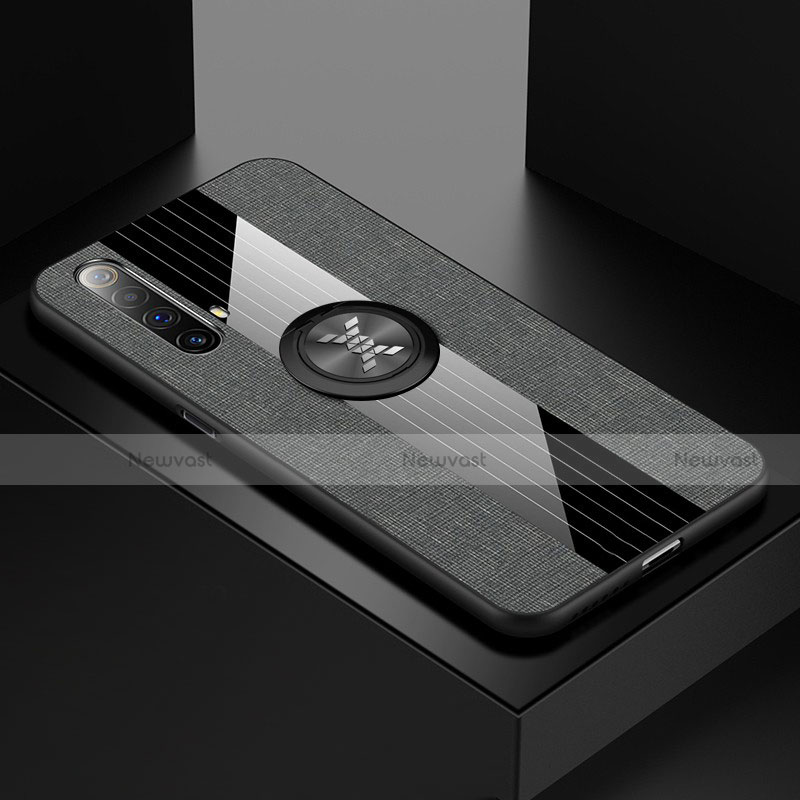 Ultra-thin Silicone Gel Soft Case Cover with Magnetic Finger Ring Stand A01 for Realme X50m 5G Gray