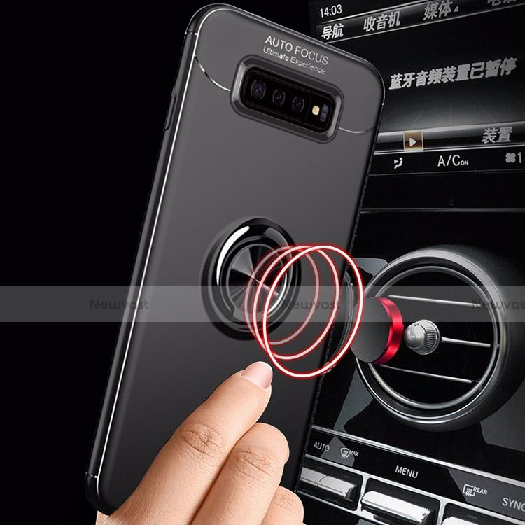 Ultra-thin Silicone Gel Soft Case Cover with Magnetic Finger Ring Stand A01 for Samsung Galaxy S10 5G