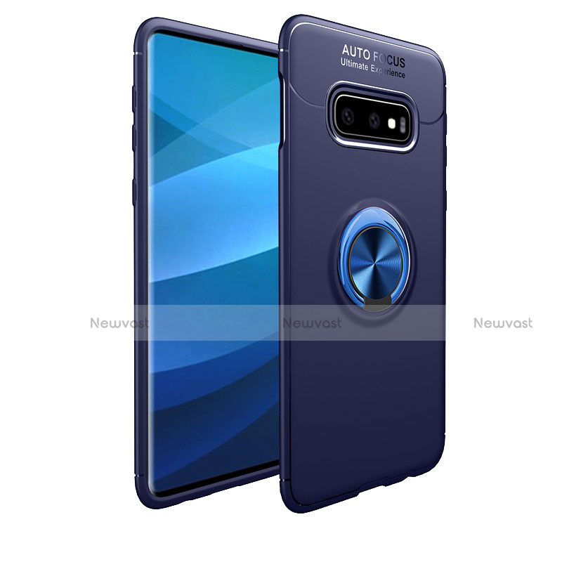 Ultra-thin Silicone Gel Soft Case Cover with Magnetic Finger Ring Stand A01 for Samsung Galaxy S10e Blue