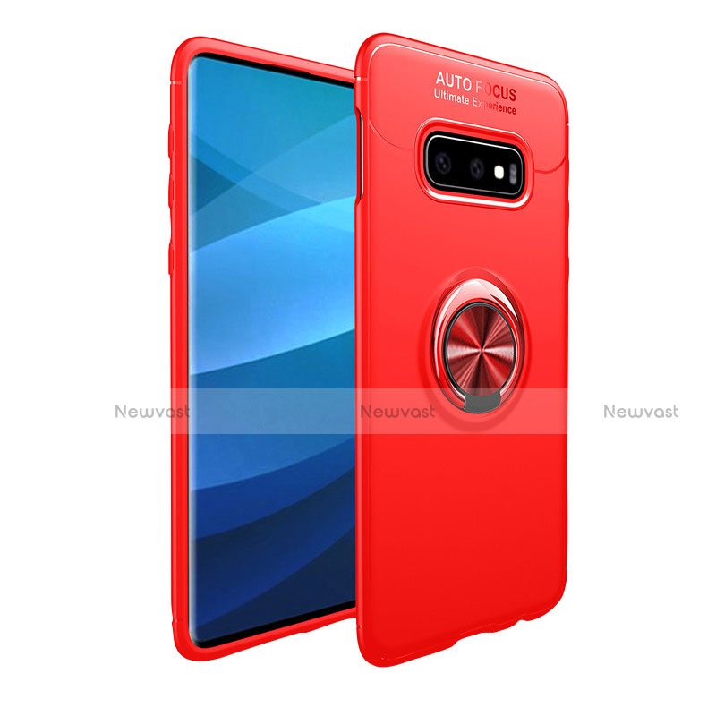 Ultra-thin Silicone Gel Soft Case Cover with Magnetic Finger Ring Stand A01 for Samsung Galaxy S10e Red