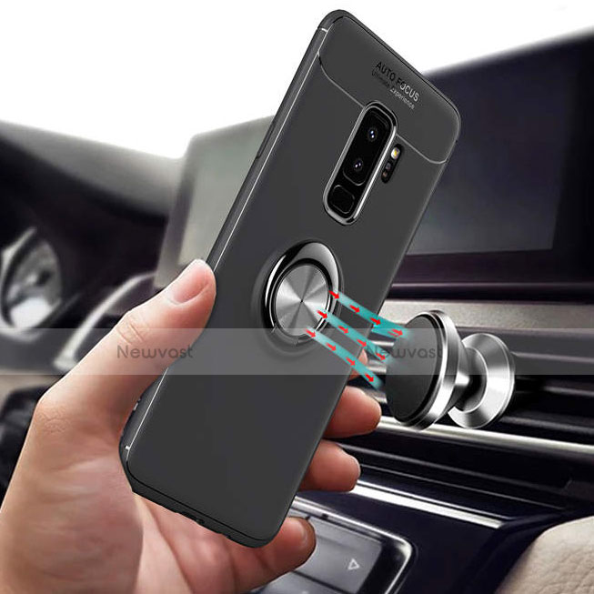 Ultra-thin Silicone Gel Soft Case Cover with Magnetic Finger Ring Stand A01 for Samsung Galaxy S9 Plus