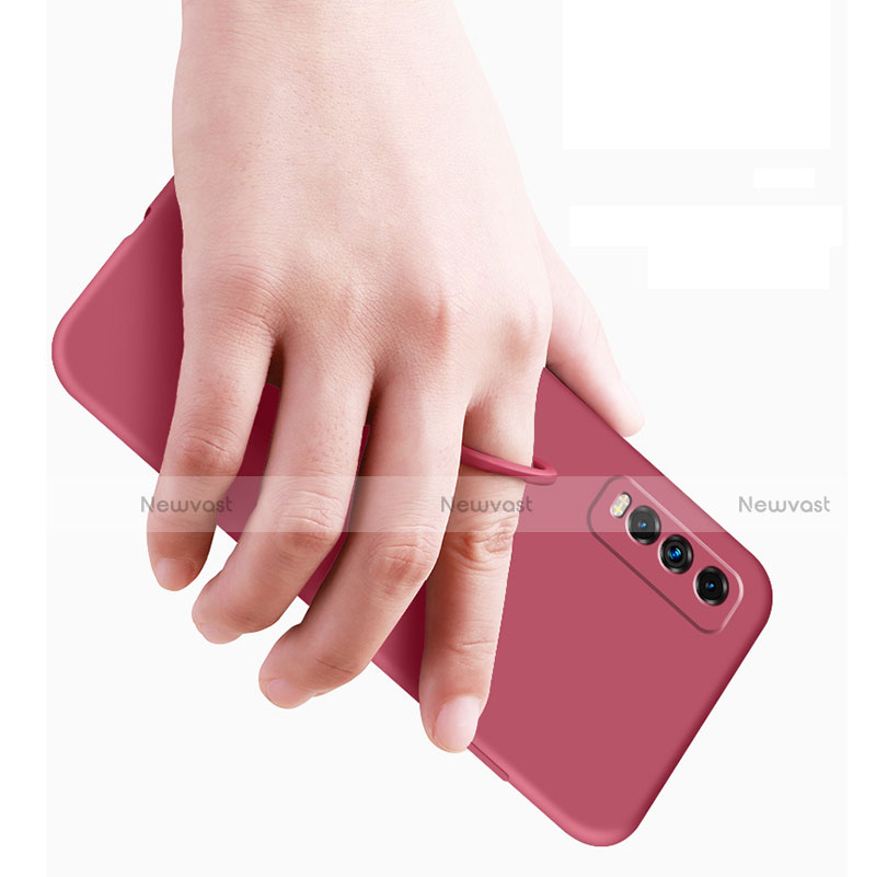 Ultra-thin Silicone Gel Soft Case Cover with Magnetic Finger Ring Stand A01 for Vivo Y20