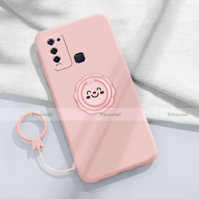 Ultra-thin Silicone Gel Soft Case Cover with Magnetic Finger Ring Stand A01 for Vivo Y50