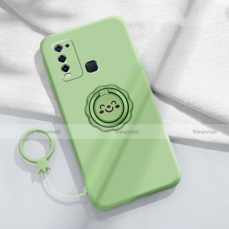 Ultra-thin Silicone Gel Soft Case Cover with Magnetic Finger Ring Stand A01 for Vivo Y50