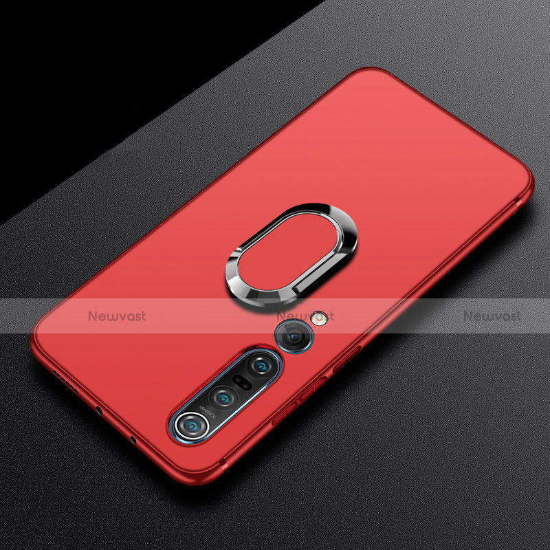 Ultra-thin Silicone Gel Soft Case Cover with Magnetic Finger Ring Stand A01 for Xiaomi Mi 10 Pro