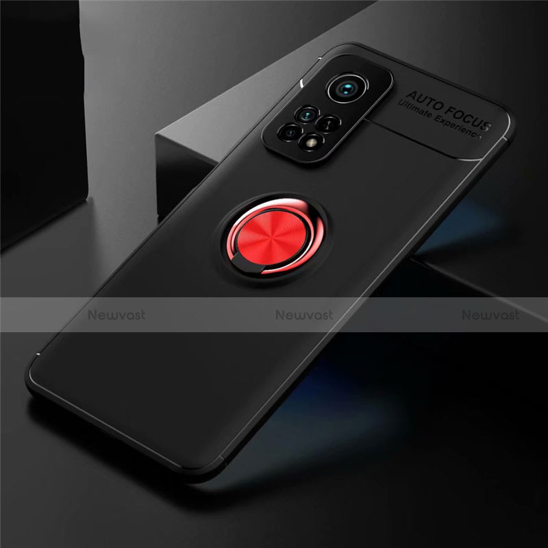 Ultra-thin Silicone Gel Soft Case Cover with Magnetic Finger Ring Stand A01 for Xiaomi Mi 10T 5G