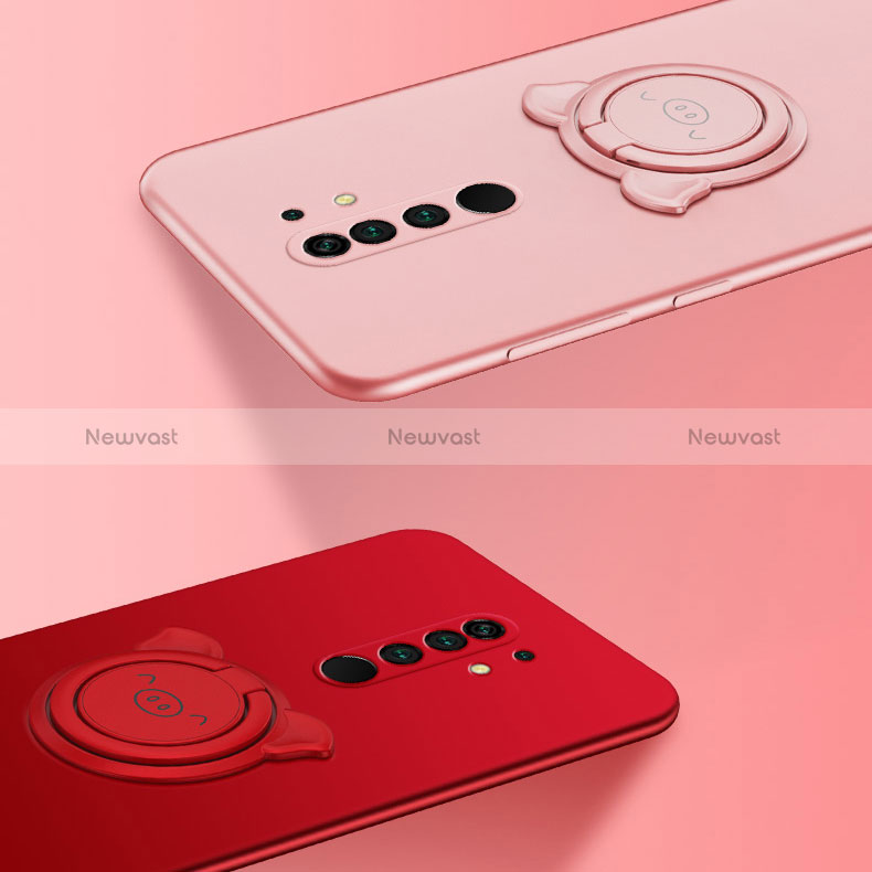 Ultra-thin Silicone Gel Soft Case Cover with Magnetic Finger Ring Stand A01 for Xiaomi Poco M2