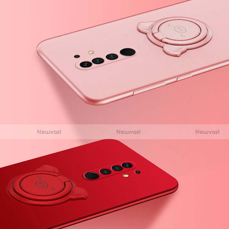 Ultra-thin Silicone Gel Soft Case Cover with Magnetic Finger Ring Stand A01 for Xiaomi Redmi 9