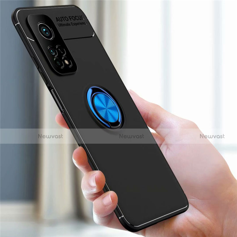 Ultra-thin Silicone Gel Soft Case Cover with Magnetic Finger Ring Stand A01 for Xiaomi Redmi K30S 5G