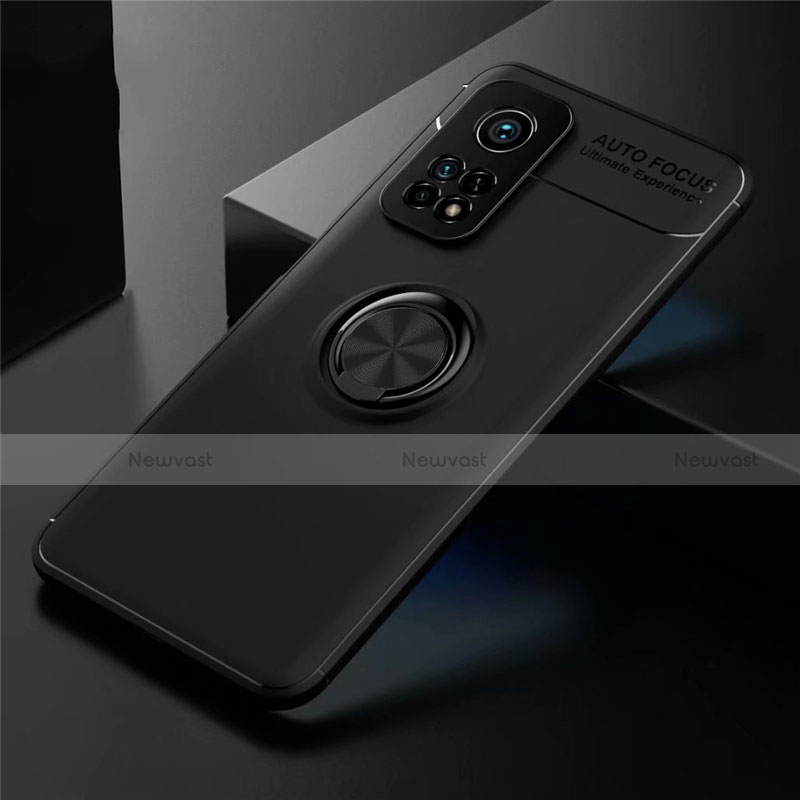 Ultra-thin Silicone Gel Soft Case Cover with Magnetic Finger Ring Stand A01 for Xiaomi Redmi K30S 5G Black