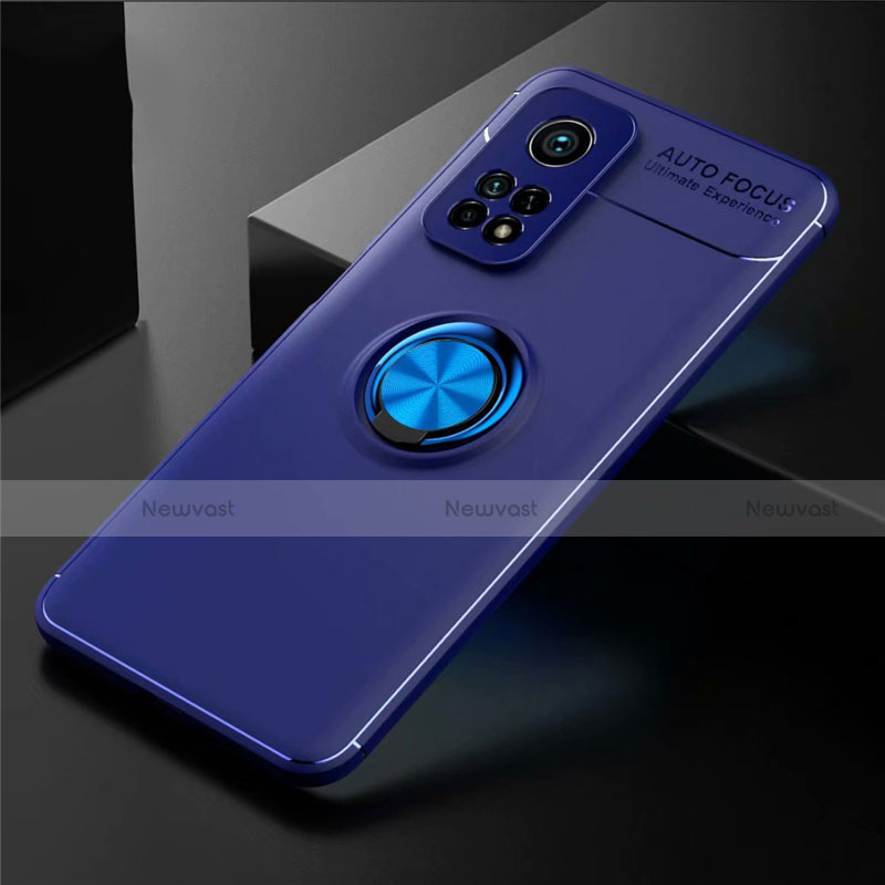 Ultra-thin Silicone Gel Soft Case Cover with Magnetic Finger Ring Stand A01 for Xiaomi Redmi K30S 5G Blue