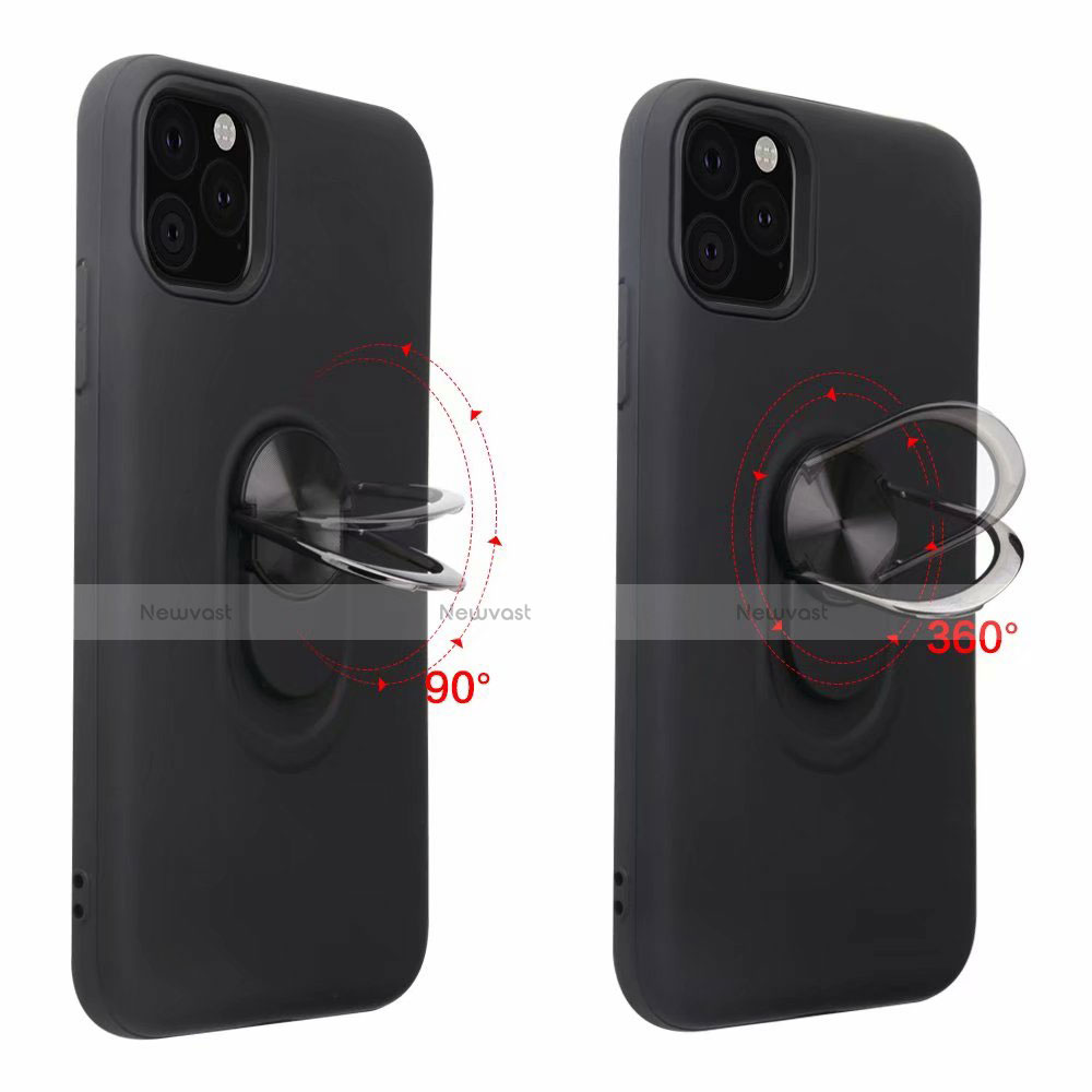 Ultra-thin Silicone Gel Soft Case Cover with Magnetic Finger Ring Stand A02 for Apple iPhone 11 Pro