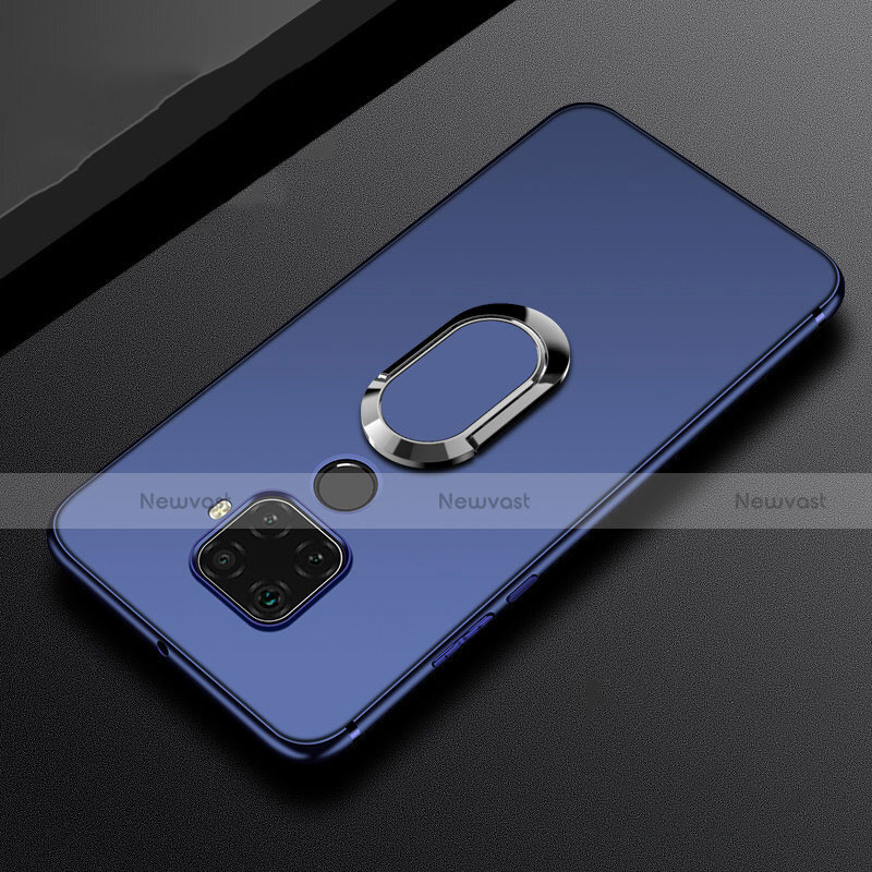 Ultra-thin Silicone Gel Soft Case Cover with Magnetic Finger Ring Stand A02 for Huawei Nova 5i Pro Blue