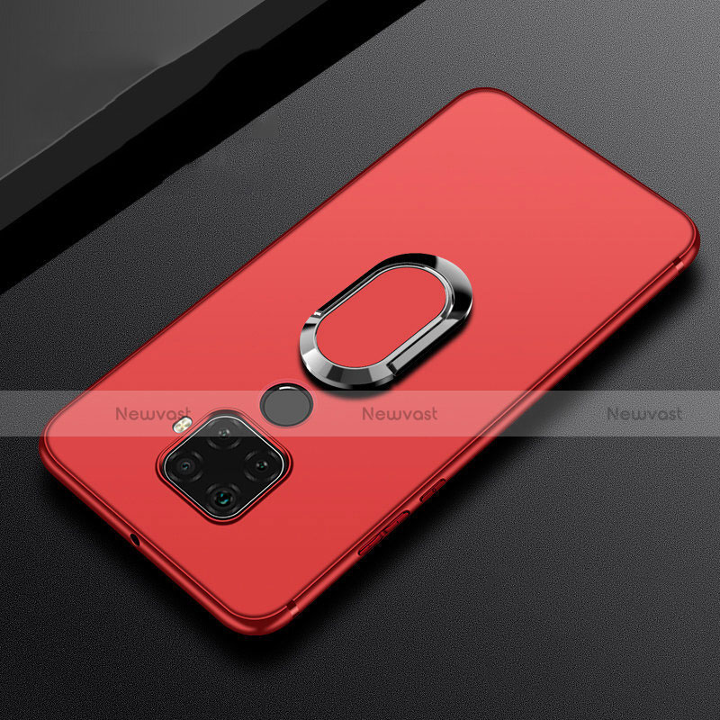 Ultra-thin Silicone Gel Soft Case Cover with Magnetic Finger Ring Stand A02 for Huawei Nova 5i Pro Red