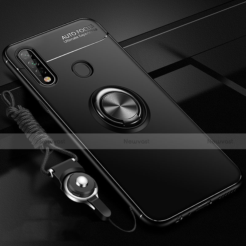 Ultra-thin Silicone Gel Soft Case Cover with Magnetic Finger Ring Stand A02 for Oppo A8 Black