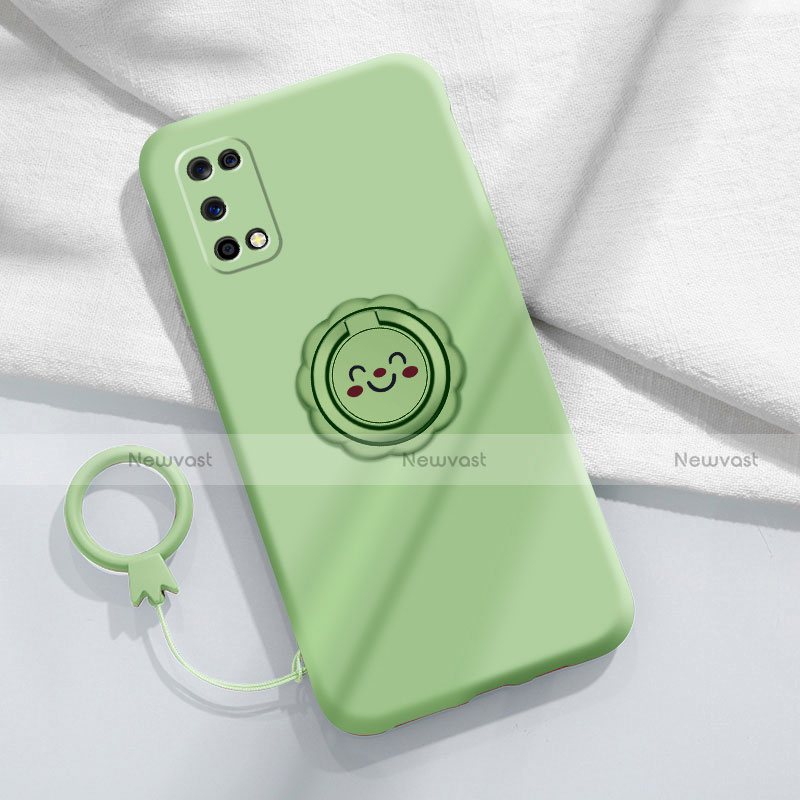 Ultra-thin Silicone Gel Soft Case Cover with Magnetic Finger Ring Stand A02 for Oppo K7x 5G