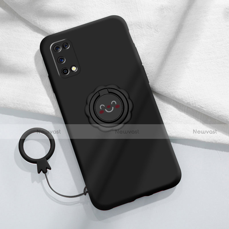 Ultra-thin Silicone Gel Soft Case Cover with Magnetic Finger Ring Stand A02 for Oppo K7x 5G