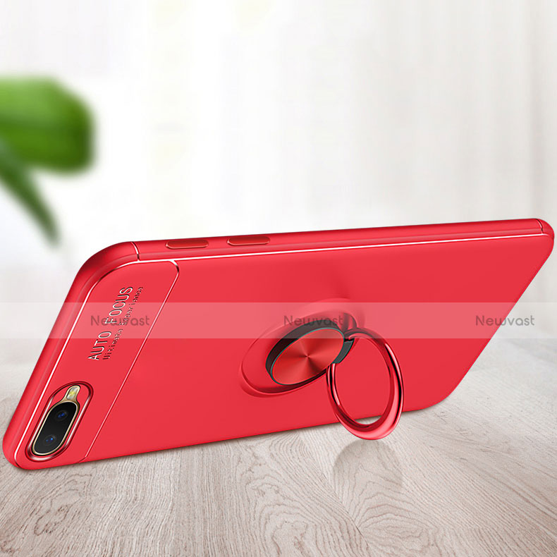 Ultra-thin Silicone Gel Soft Case Cover with Magnetic Finger Ring Stand A02 for Oppo R17 Neo
