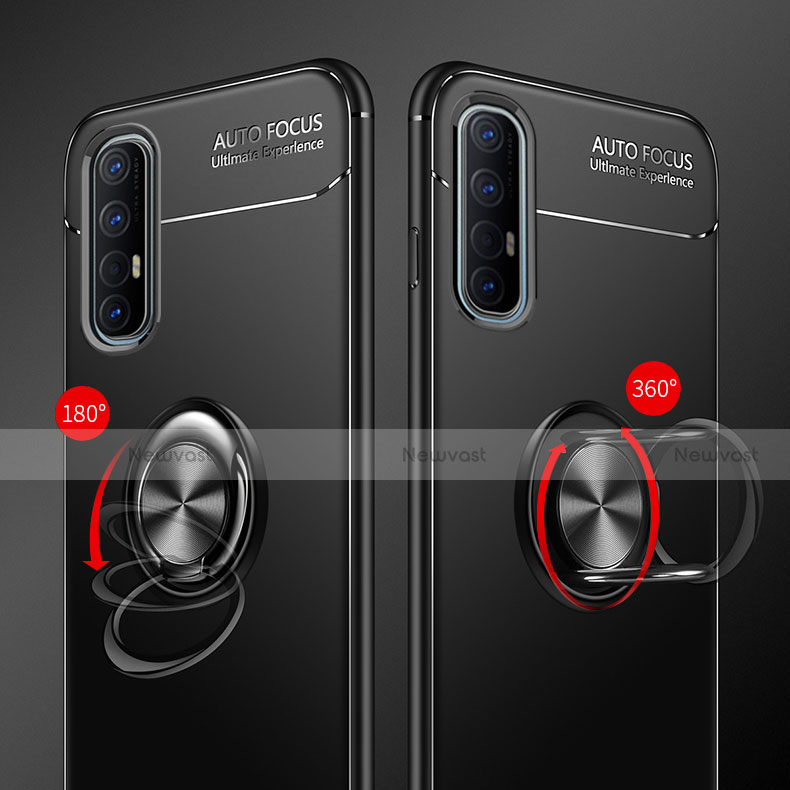 Ultra-thin Silicone Gel Soft Case Cover with Magnetic Finger Ring Stand A02 for Oppo Reno3 Pro